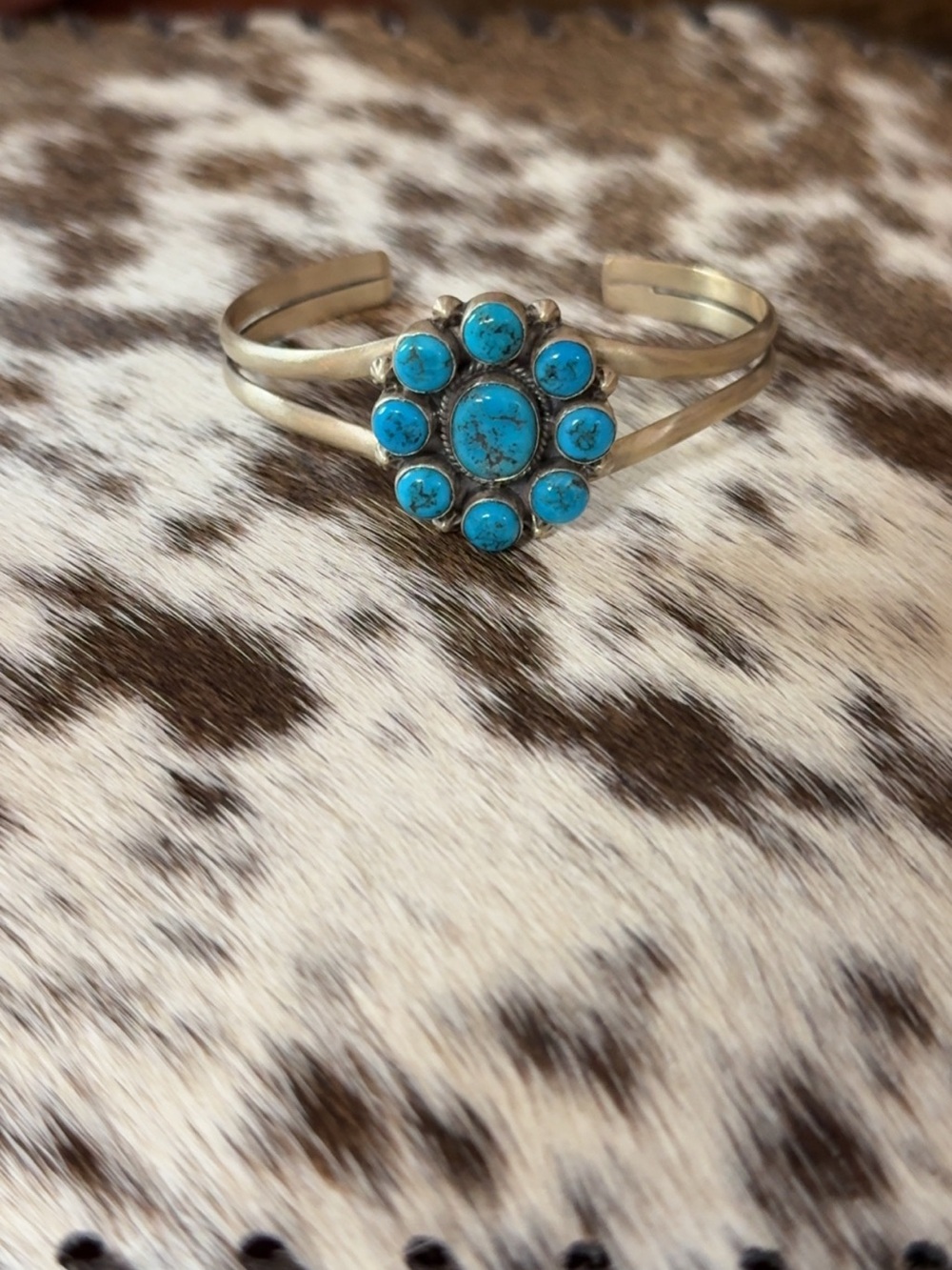 Beautiful Multi-stone Turquoise & Silver Cuff